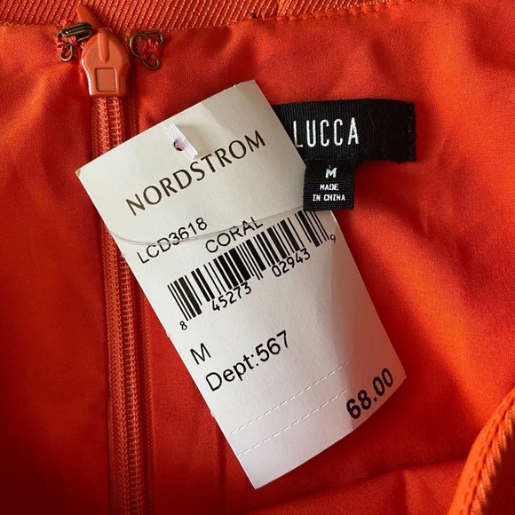 NWT Lucca Coral Short Pleated Short Sleeve Dress M - Picture 5 of 7